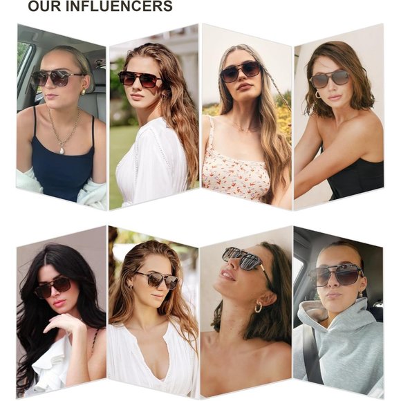 ✨Women\'s Brown Retro Aviator Sunglasses Trendy Rectangle Shades Sun Glasses